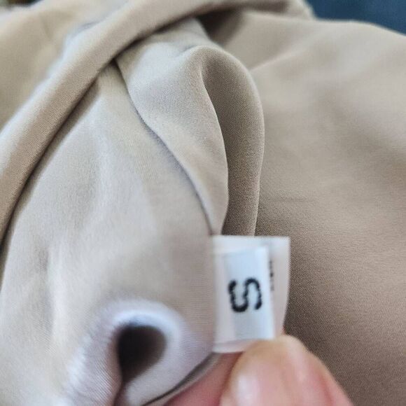 Ramy Brook Beige One Shoulder Mini Dress Bubble Hem 100% Silk Party - Picture 14 of 15